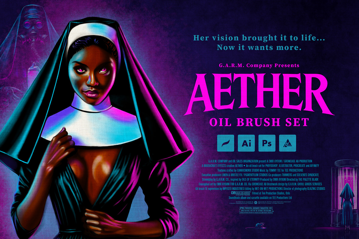 Aether Oil Brush Set (Illustrator), a Brush Add-On by G.A.R.M. Company (Photo 1 of 8)