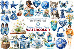 Watercolor Summer Daisy Clipart, an Illustration by Designworld
