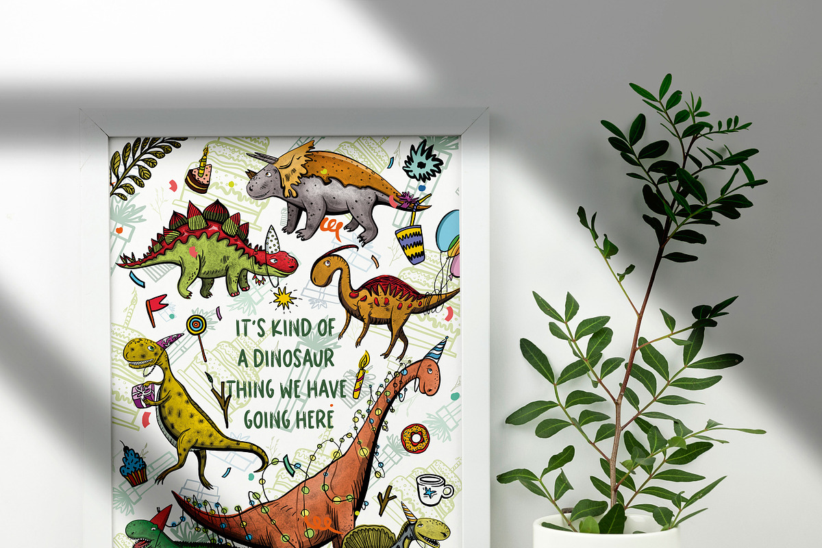 Birthday dinosaurs clipart, an Animal Illustration by ArtSpotVeronika (Photo 9 of 11)