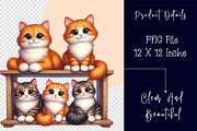 Watercolor Cats Sublimation Clipart, a Work Illustration by Dream Creation (Thumbnail 4 of 6)