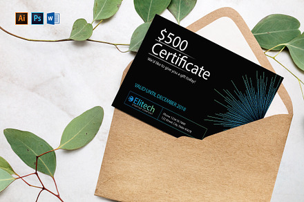 Tech Startup Gift Certificate, a Card Template by TemplatesNow!