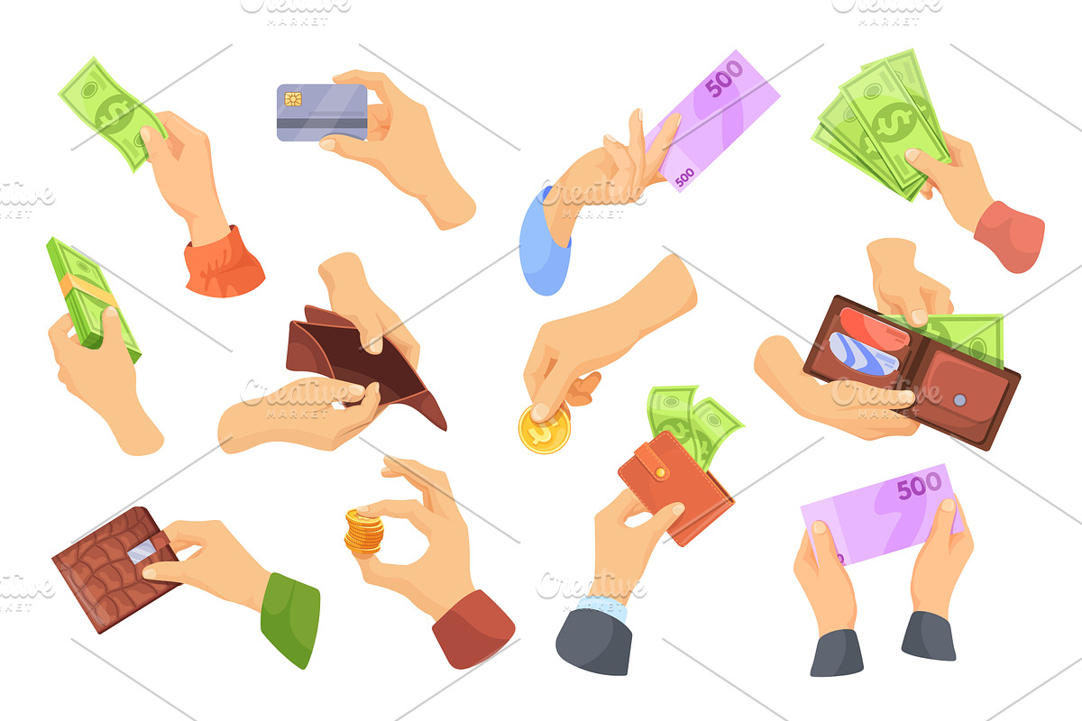 Hands hold money. Female male hand, a Finance Illustration by Stock-Smart-Start