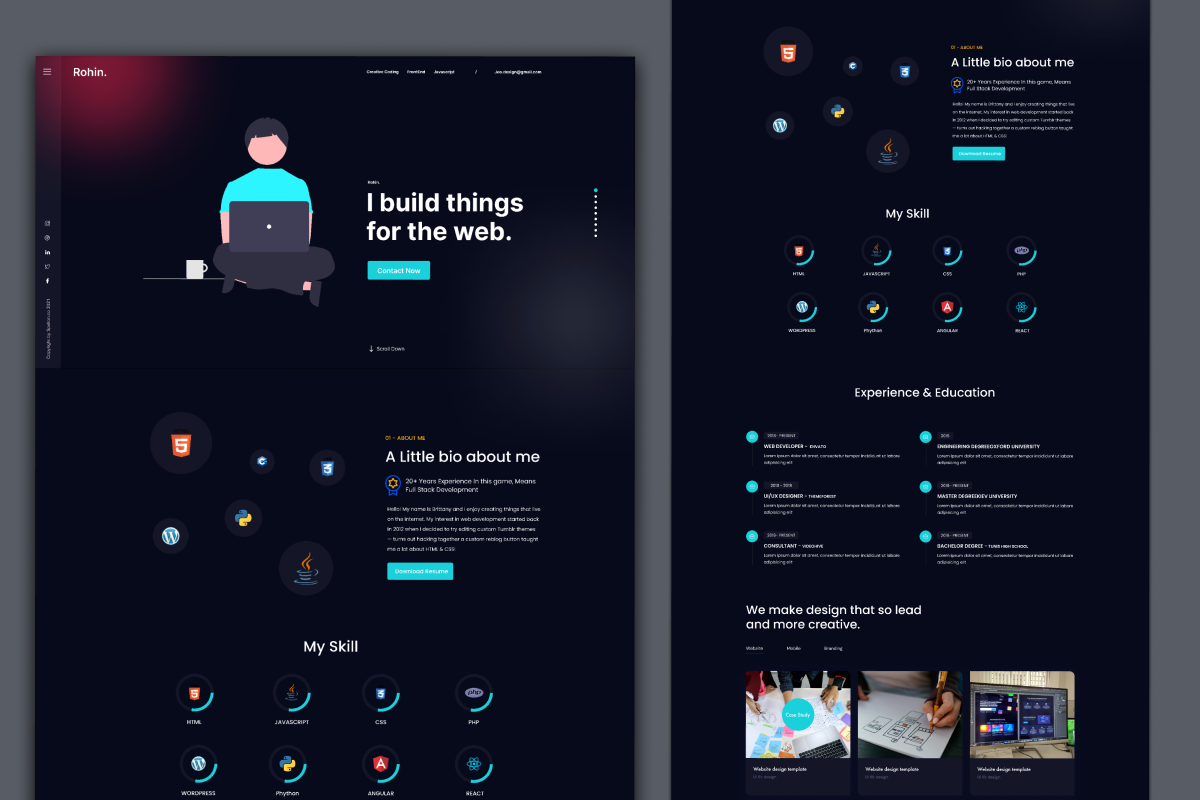 Portfolio UI Kit Dark Mode, a Landing Page Template by ArtGalaxy (Photo 1 of 3)
