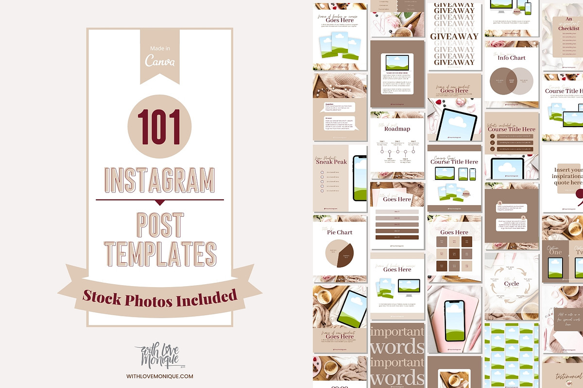 101 Instagram Canva Templates, a Social Media Template by With Love Monique (Photo 1 of 11)