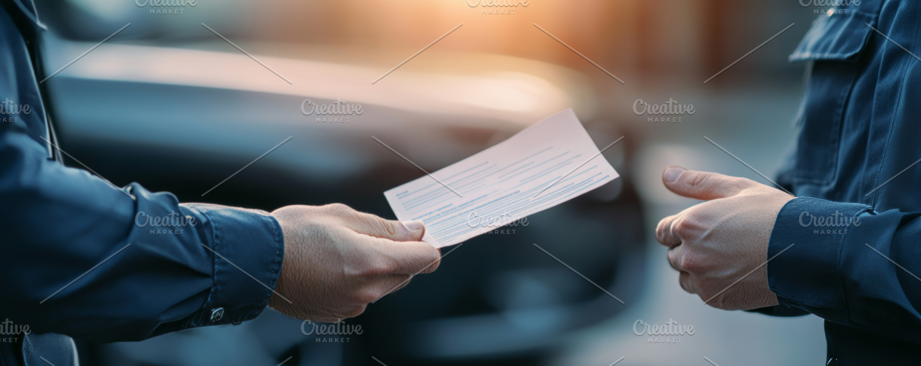 Police Officer Issuing Ticket to Driver, an Abstract Photo by Natalia Klenova's Shop