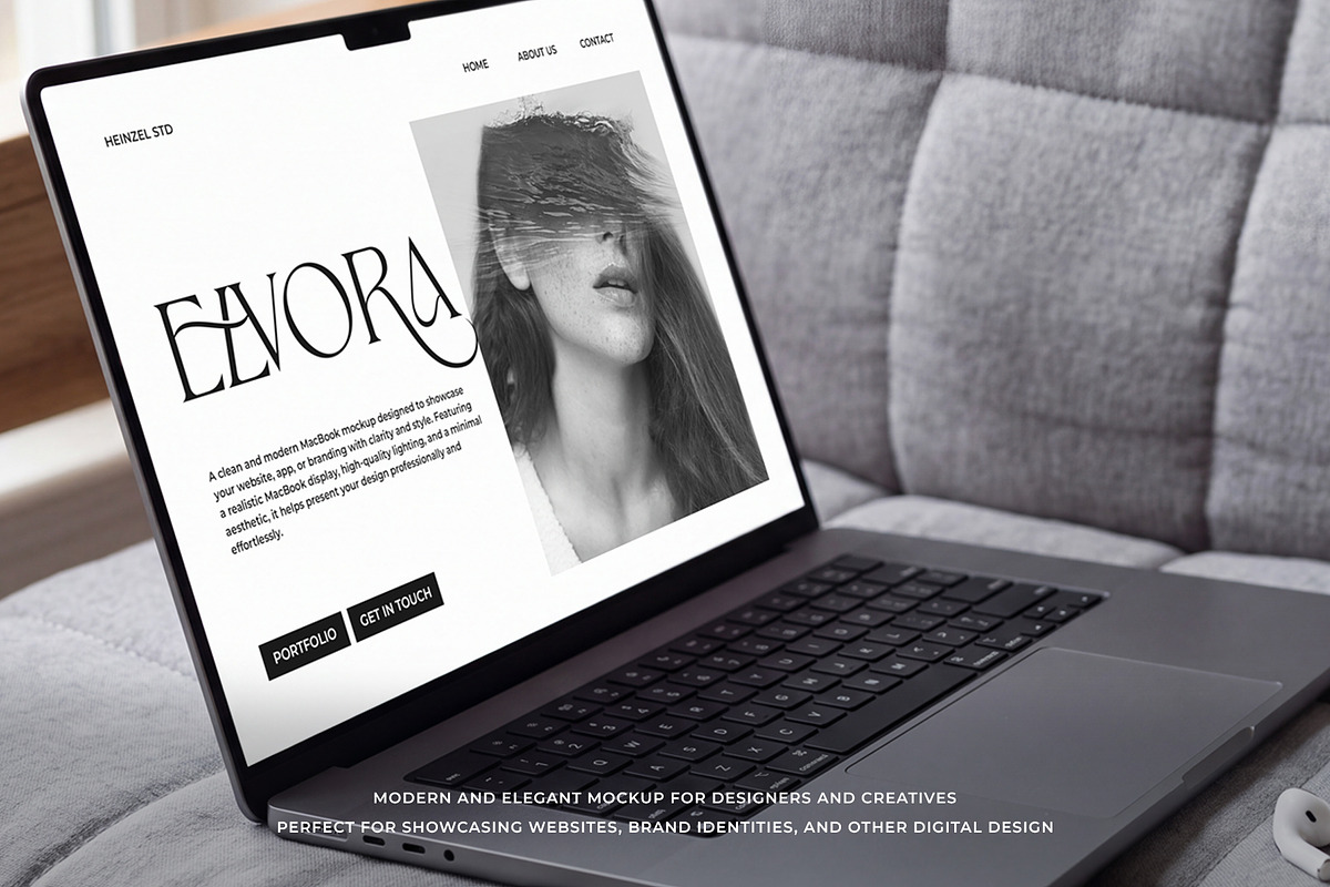 Elvora - Macbook Device Mockup, a Mac Mockup by Heinzel Std Mockup (Photo 4 of 5)