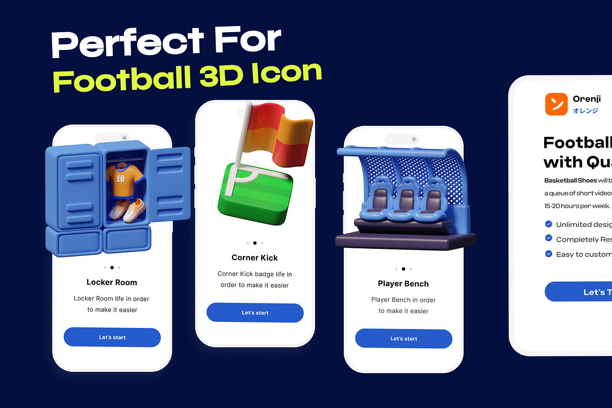 Football & Soccer 3D Icon Pack, an Environmental 3D Model by orenjidesign (Photo 5 of 8)