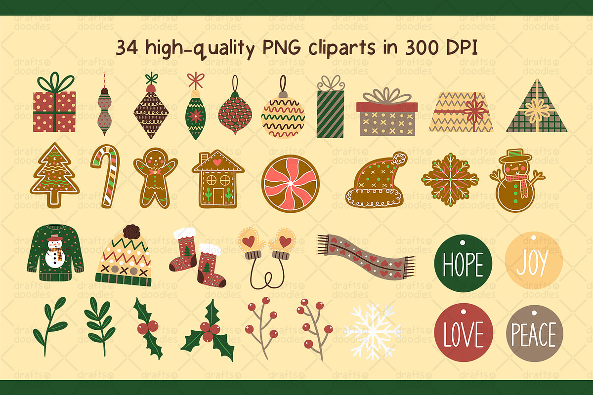 Christmas Elements Clipart Set, an Object Graphic by Drafts n Doodles (Photo 2 of 3)