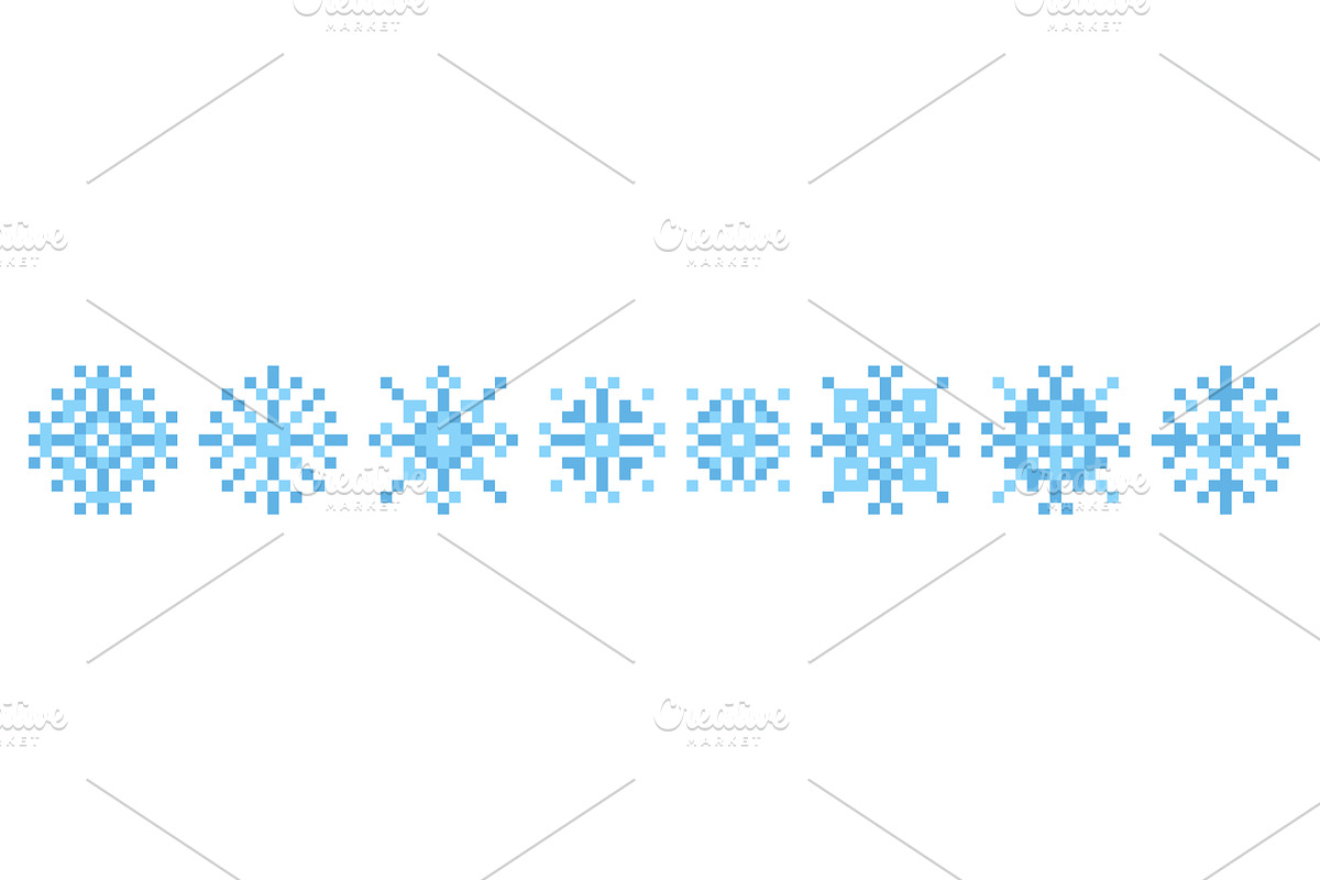 Pixel snowflakes. Christmas winter, an Object Illustration by YummyBuum