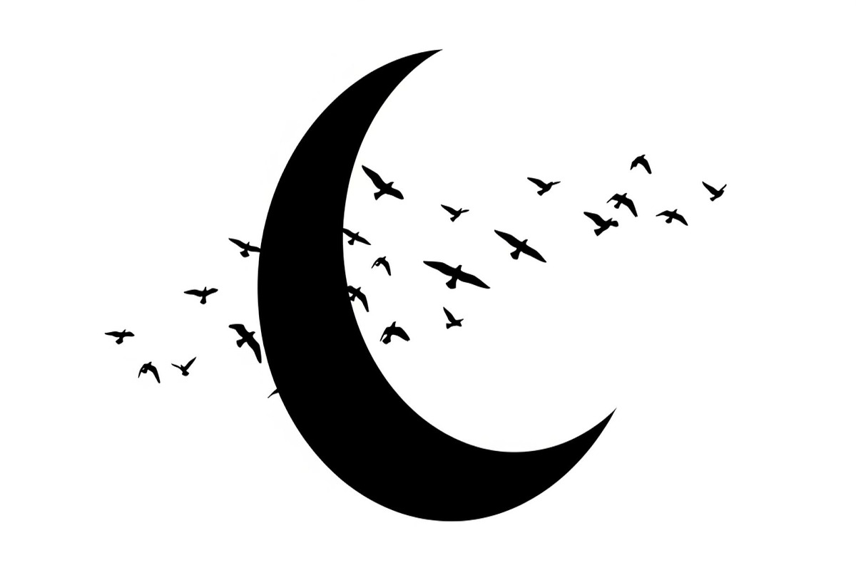 Flying Birds Moon SVG Bundle, an Illustration by yasushie (Photo 3 of 31)