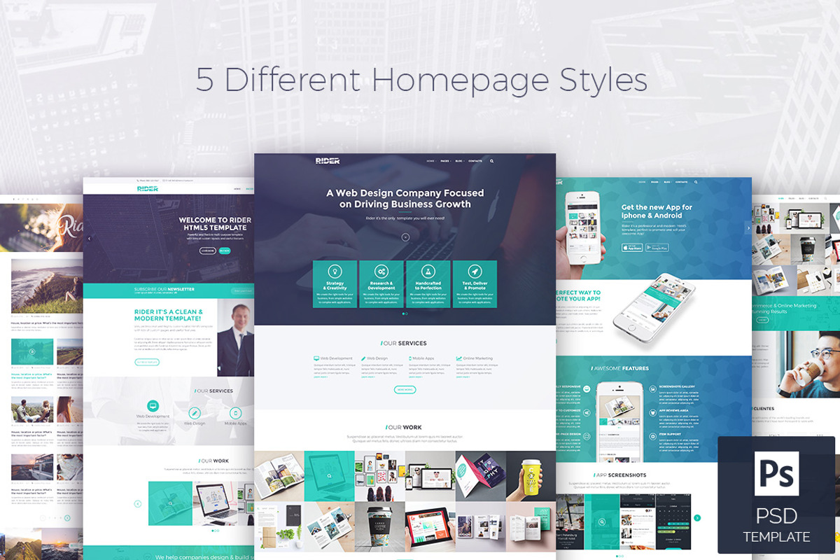 Rider - Business PSD Template, an App Template by Wisely Themes (Photo 2 of 5)