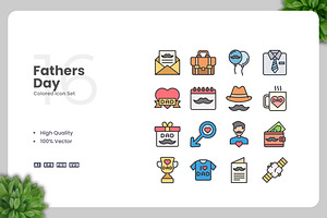 Fathers Day Colored Icons, an Icon by Upnowgraphic
