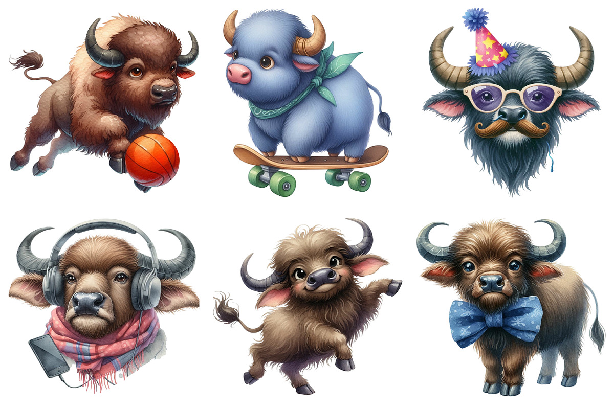 Funny Buffalo Clipart, an Illustration by Daily.Designs (Photo 3 of 5)