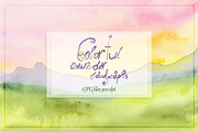 Colorful watercolor landscapes, a Background Graphic by SweetRenieDesigns (Thumbnail 1 of 4)
