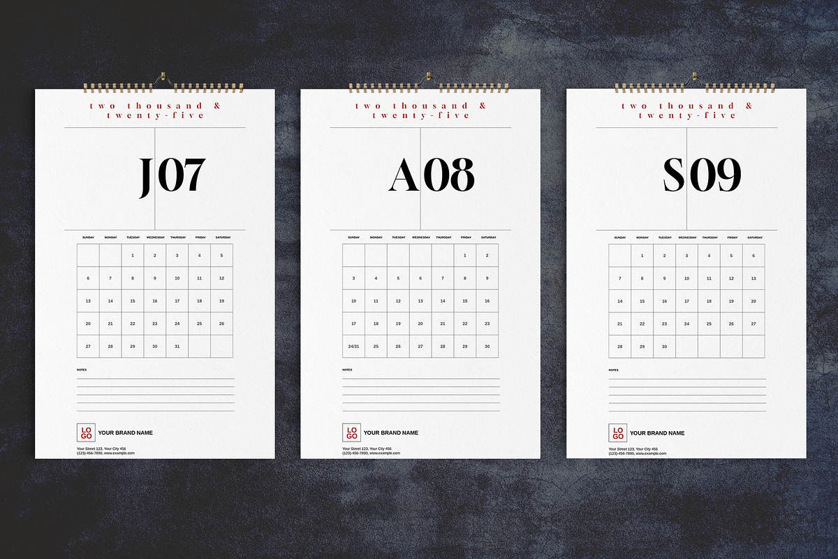 Minimal Numbers Wall Calendar 2025, a Stationery Template by Boris Cupac (Photo 5 of 5)