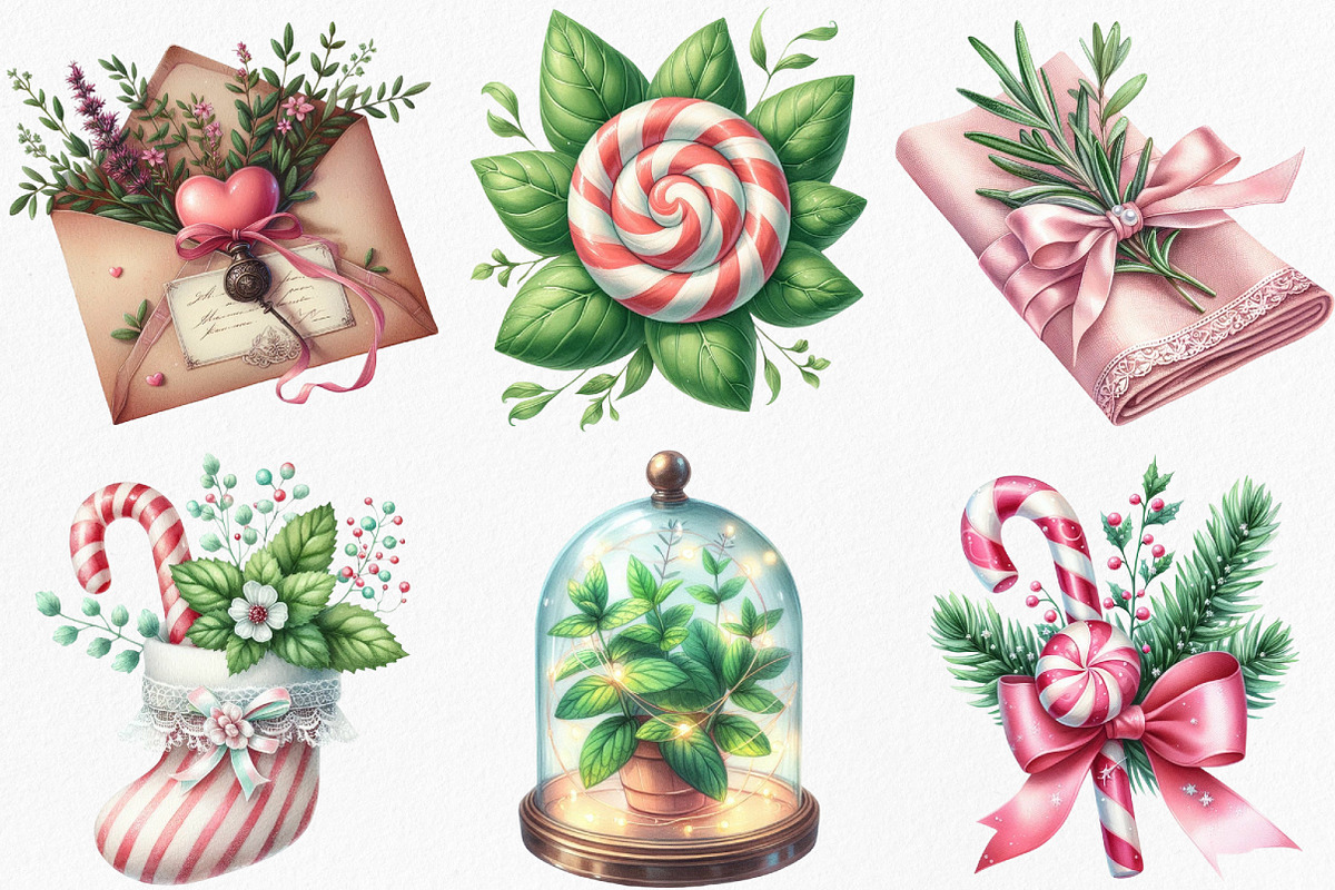 Coquette Christmas Herbs Clipart, an Illustration by Canvas Craft (Photo 2 of 11)