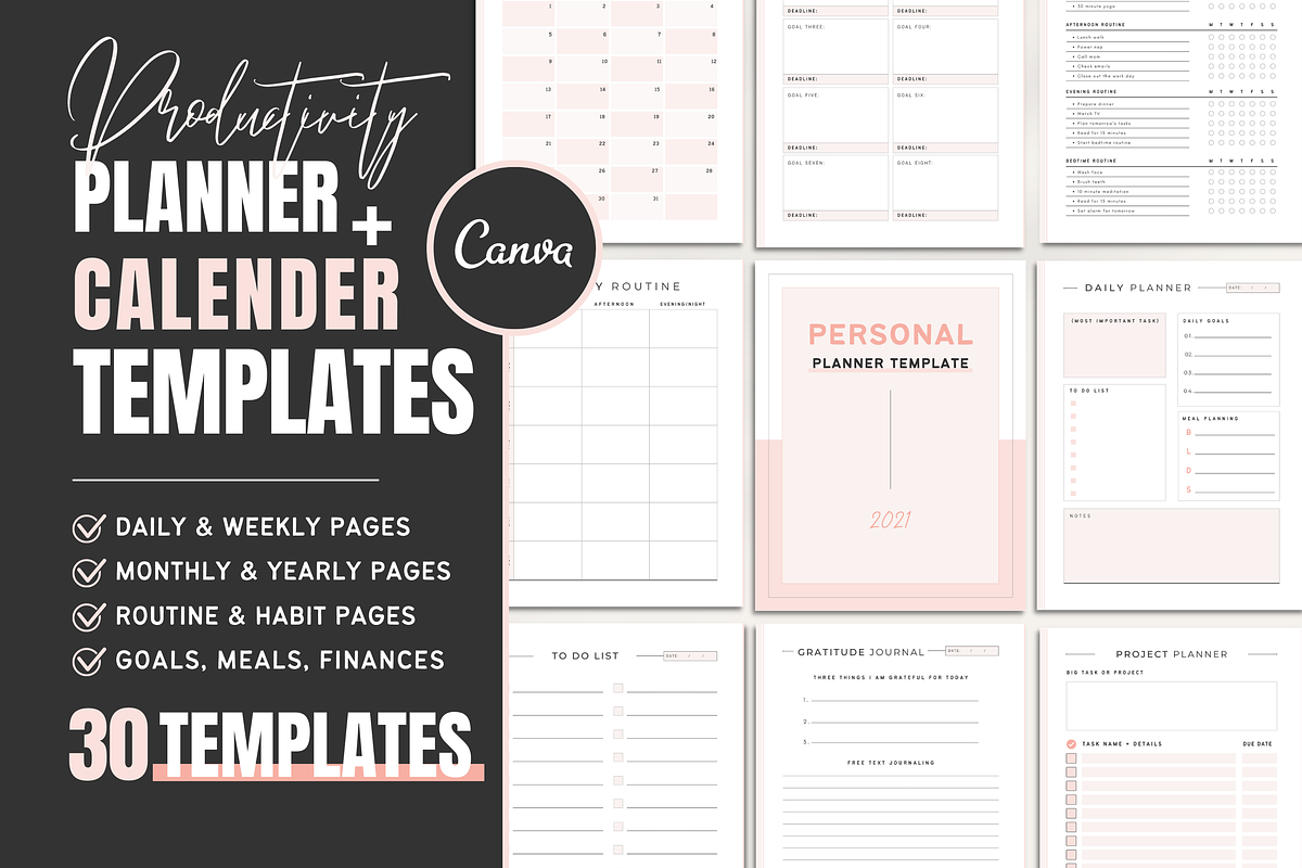 Editable Planner Template Canva, a Stationery Template by Designs by Darowan (Photo 1 of 11)