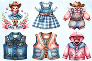 Watercolor Cowgirl Baby Clothes PNG, an Illustration by Craft Nest (Thumbnail 4 of 6)