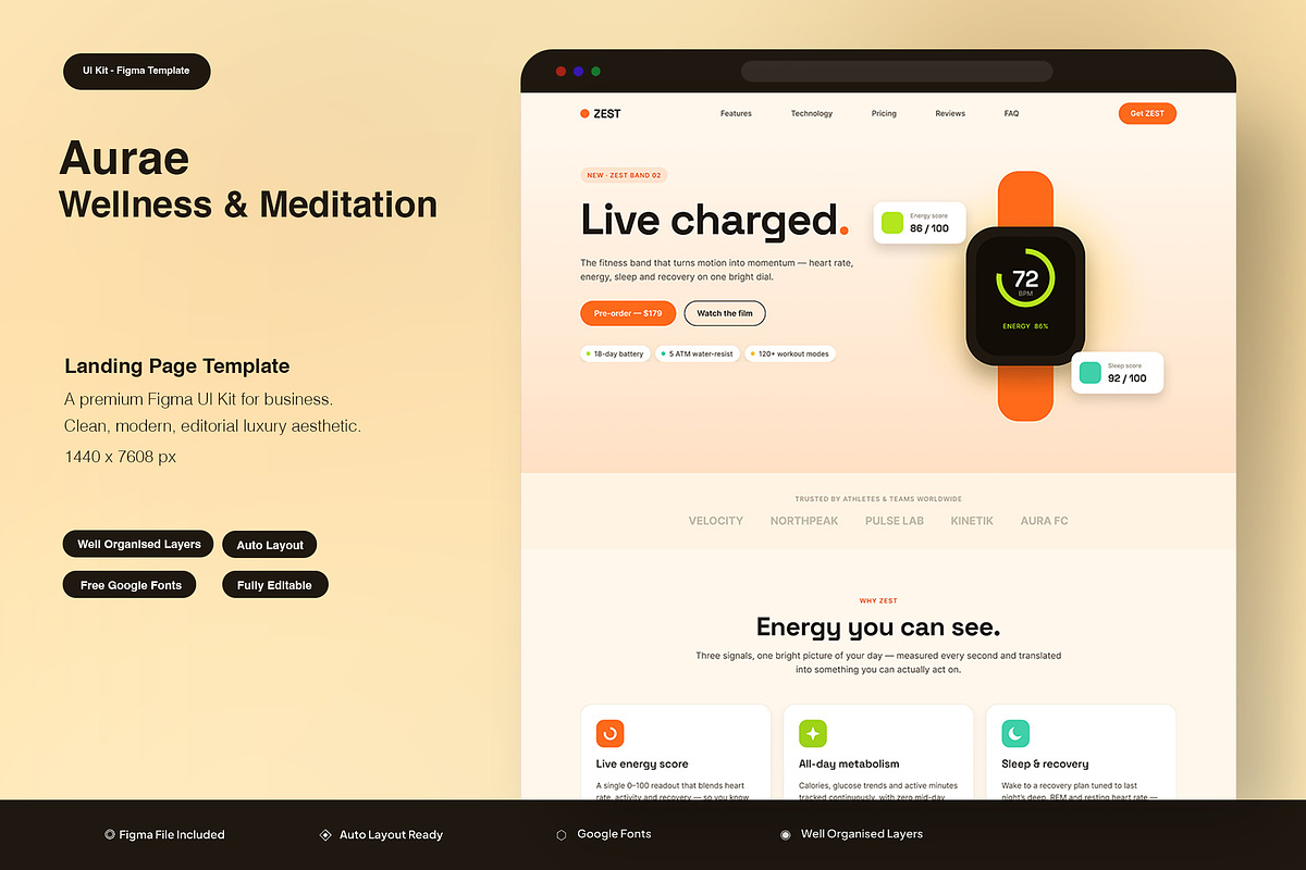 Health & Fitness Wearable App, an UI Kit Template by Pitchlook.Studio (Photo 1 of 3)