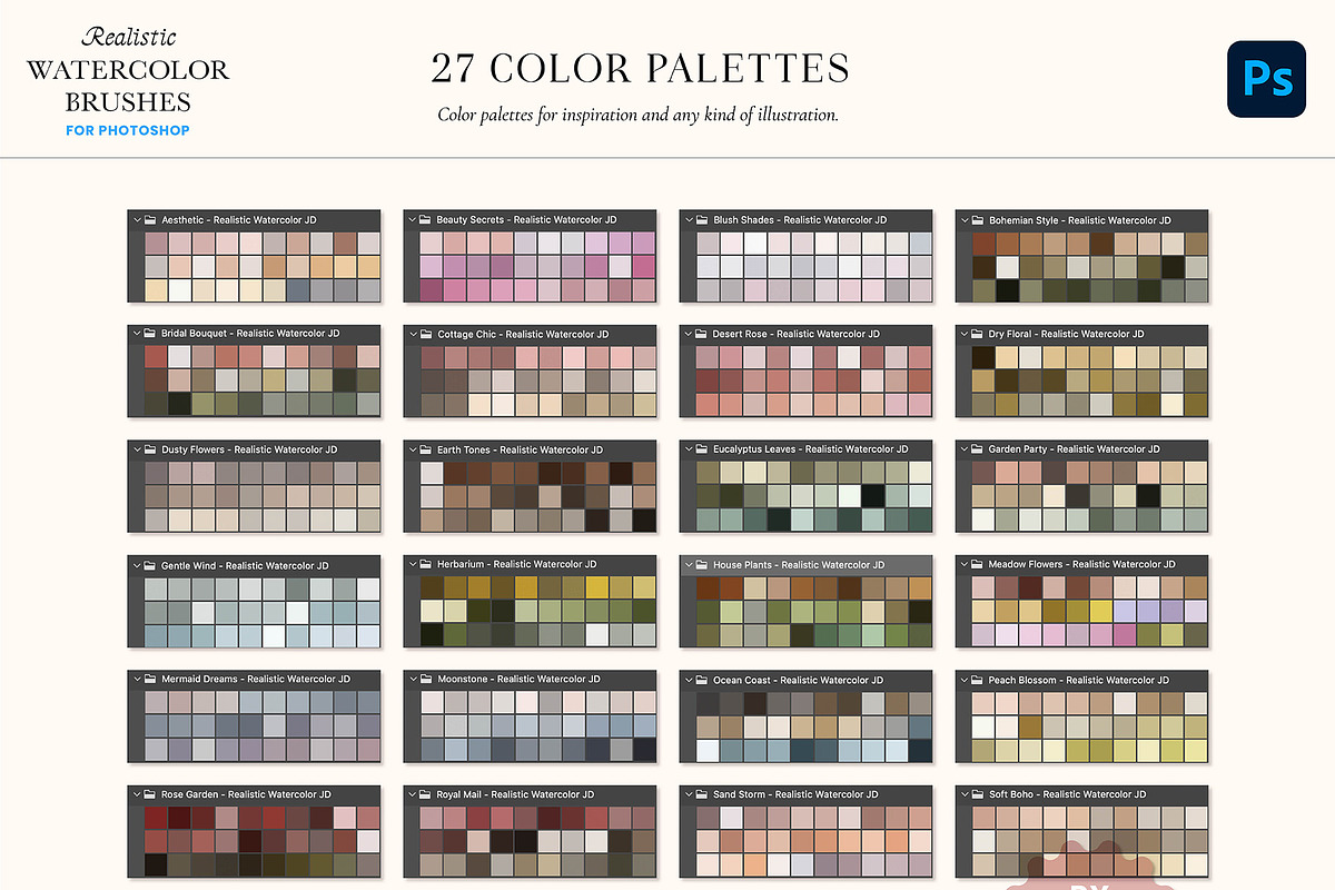Watercolor Photoshop Fresco Brushes, a Brush Add-On by Julia Dreams (Photo 9 of 10)
