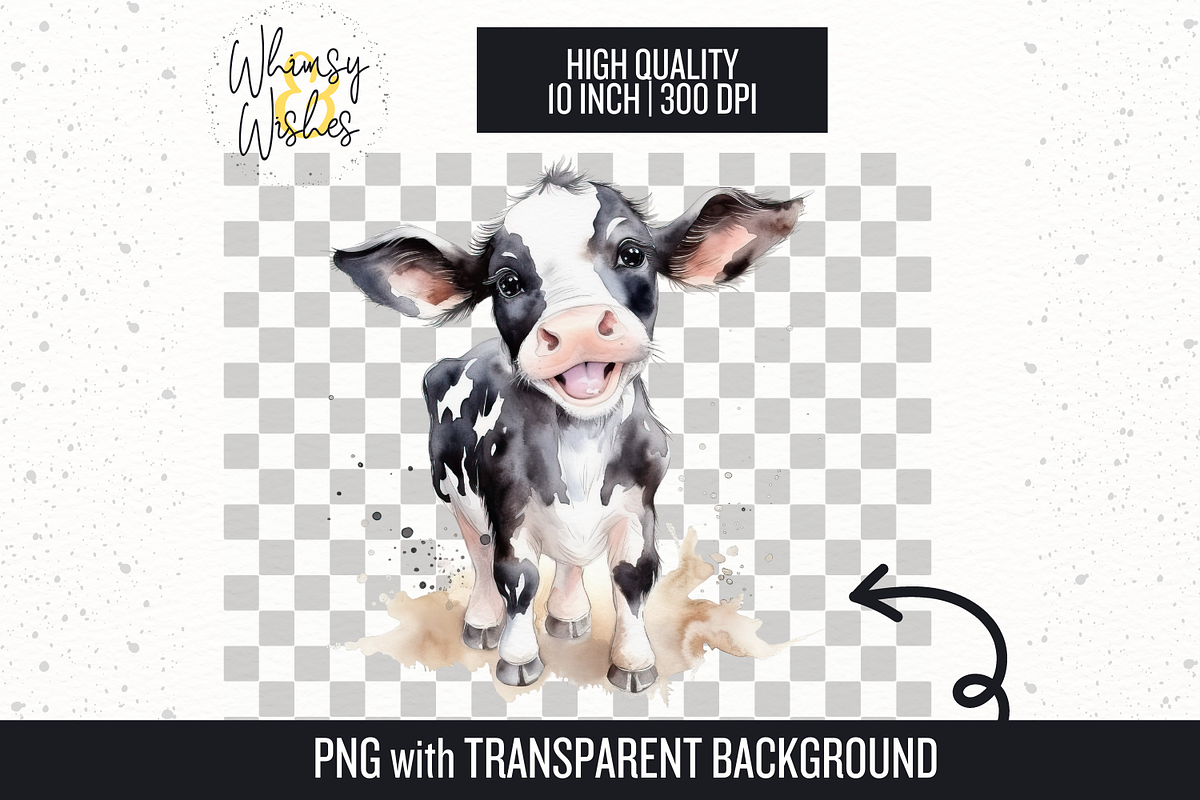 Dairy Cows Watercolor Clip Art, an Animal Illustration by Whimsy & Wishes (Photo 2 of 3)