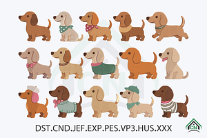Dachshund Embroidery Design, a Solid Icon by Craft Nest