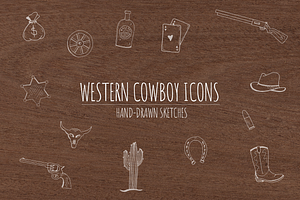 Hand-Drawn Western Cowboy Icons