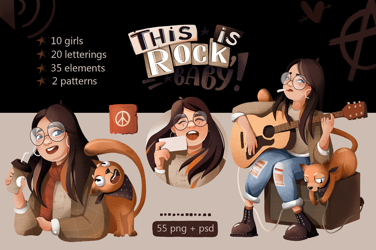 ROCK MUSIC digital collection, a Person Illustration by Izobova (Photo 1 of 7)