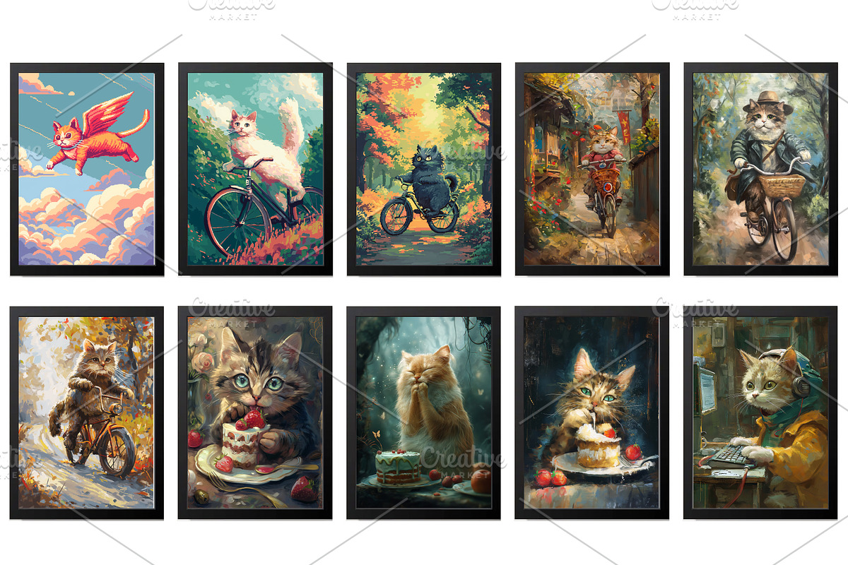 Watercolor Cat Wall Art Prints, an Animal Photo by Chipshpow Graphics (Photo 5 of 8)