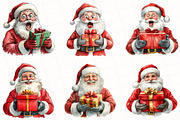Funny Santa Watercolor Clipart, an Illustration by OK Design (Thumbnail 2 of 5)