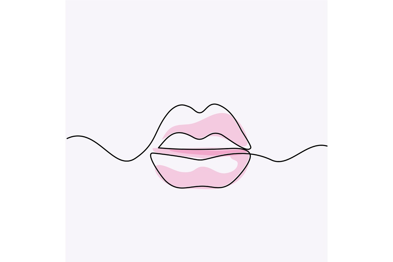 Beautiful Woman Lips Logo, A Decorative Illustration By Valenty