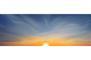 Realistic sunset sky with clouds and, an Illustration by art PVP - market