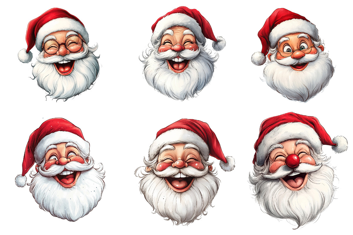 cozy santa claus face clipart, an Illustration by CreationArt (Photo 4 of 4)
