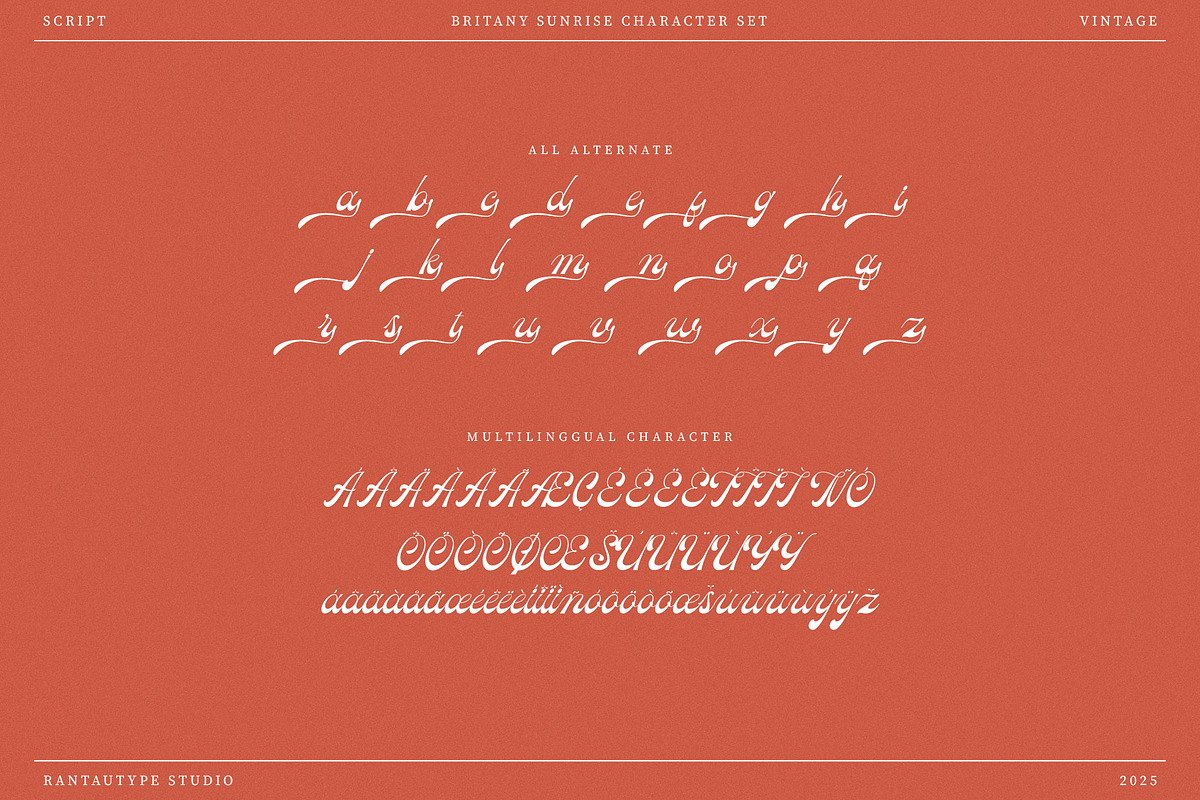 Britany Sunrise Vintage Script Font, a Script Font by RantautypeStudio (Photo 13 of 13)