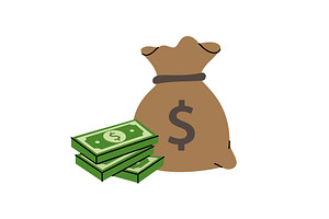 Bag money with dollar bills stacks, a Finance Illustration by GraphiShop