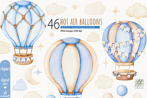 Hot Air Balloon Clipart, a Transportation Illustration by TitaLivingArt