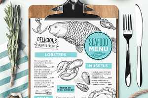 FREE! Trifold Seafood Menu