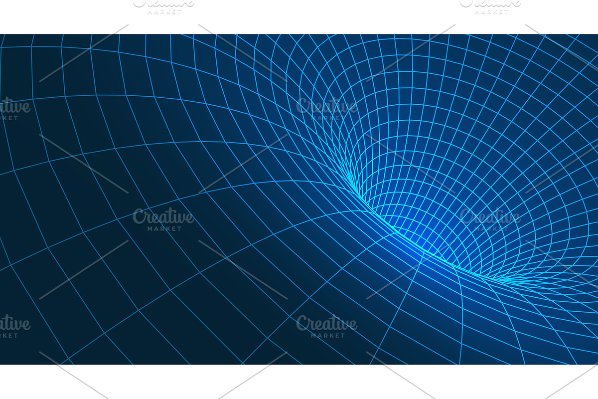 Abstract 3D wireframe mesh tunnel, an Illustration by Liudmyla Matviiets