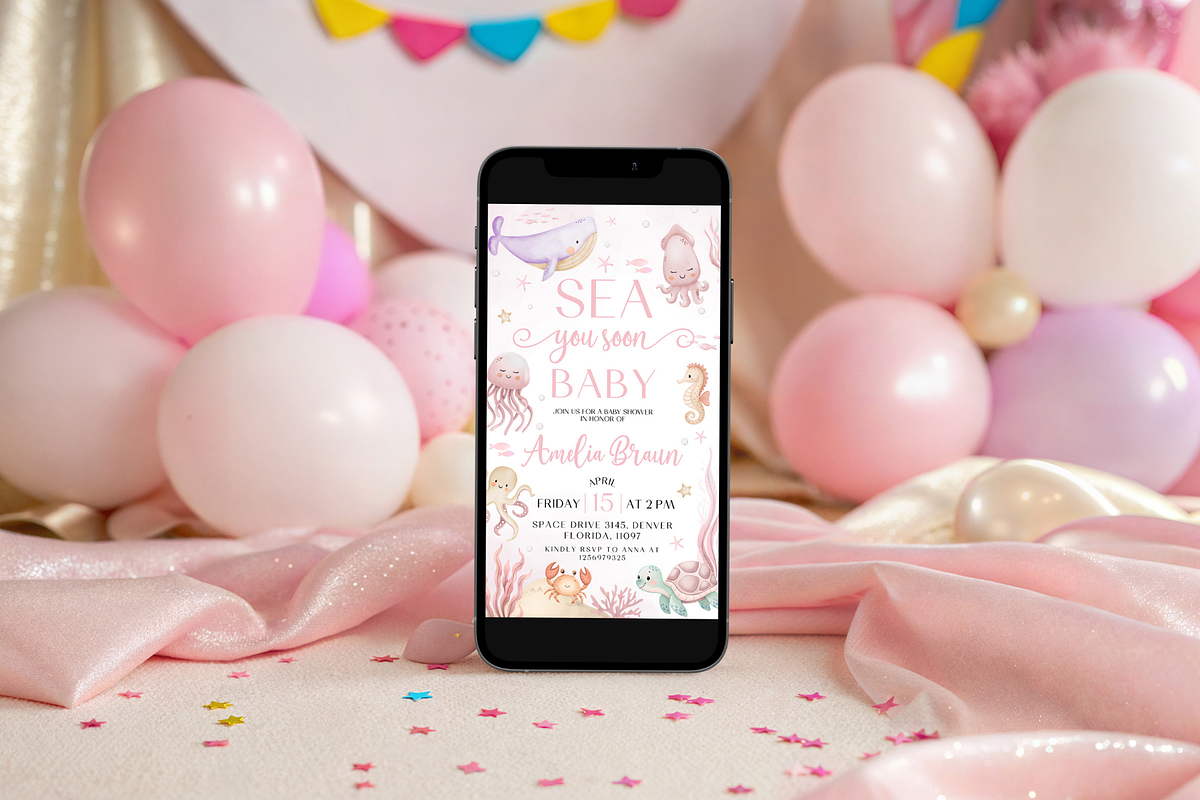 Digital Coastal Baby Shower Envite, an Invitation Template by Digital_Mind (Photo 3 of 3)
