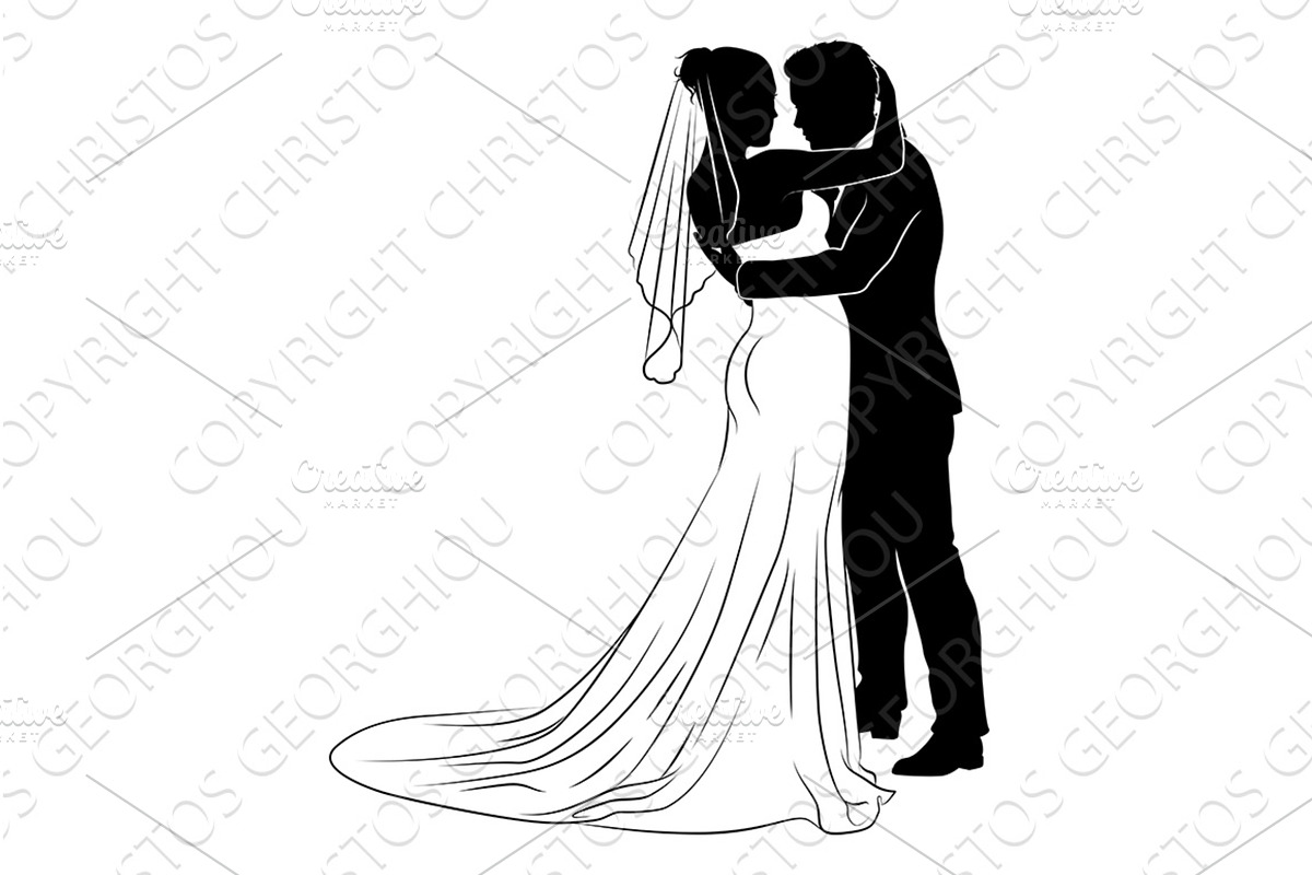 Bride And Groom Couple Wedding Dress, an Illustration by Christos Georghiou