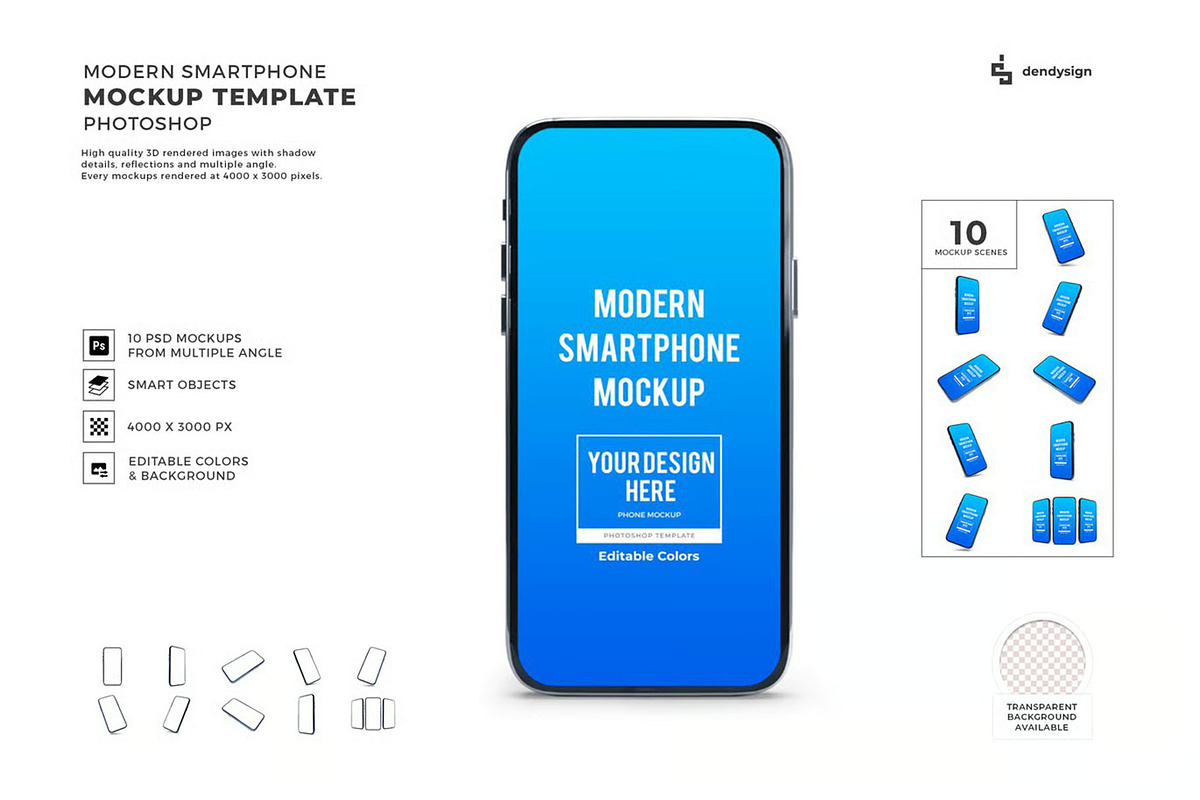 Smartphone Mockup Template Set, an Android Mockup by DesignRushMarket (Photo 1 of 11)
