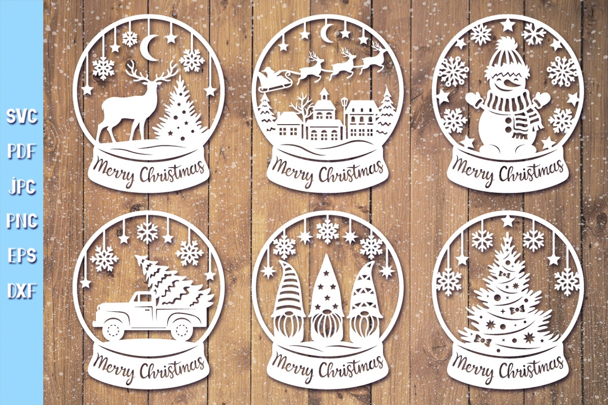 Snow Globe Papercut Bundle SVG, a Graphic by Digital_Craftyfox (Photo 2 of 15)
