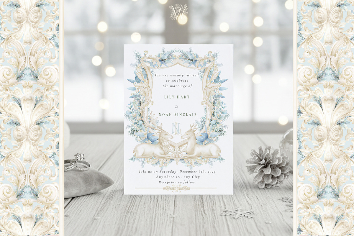 Winter Deer Borders, wedding png, a Decorative Illustration by WonderWonder (Photo 4 of 18)