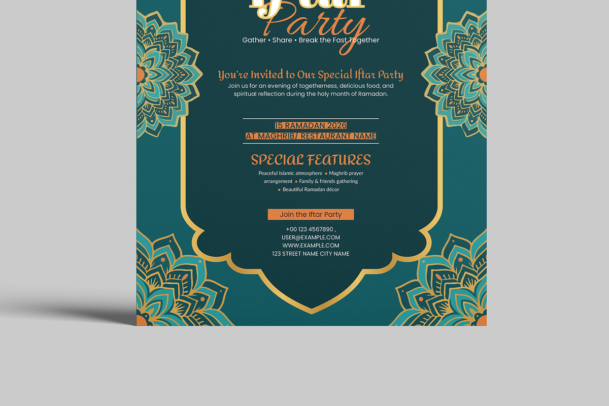 Creative Iftar Party Flyer Template, a Flyer Template by MightyDesign (Photo 5 of 8)