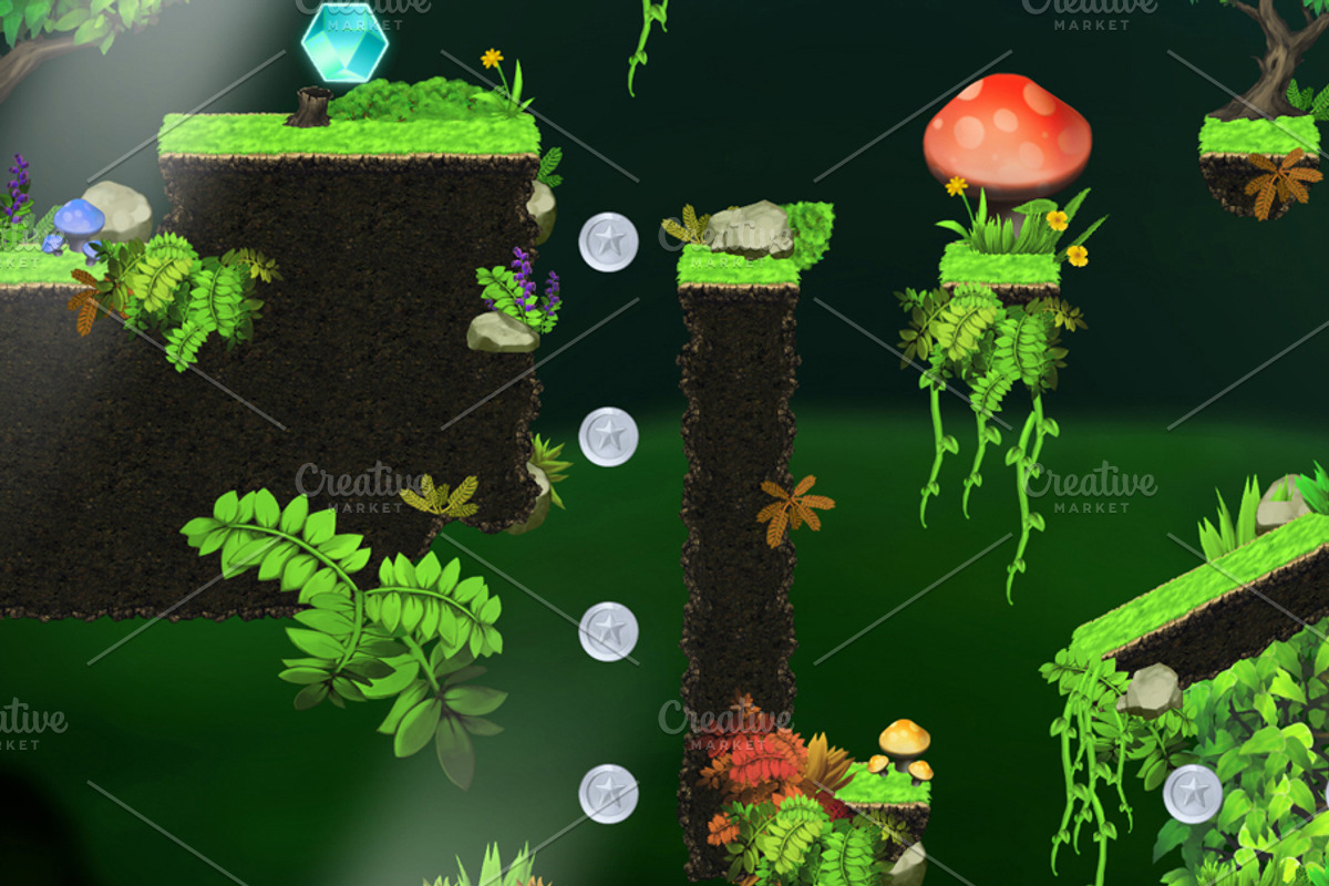 Magic Forest - Platform Tileset, a Graphic by LudicArts (Photo 2 of 5)