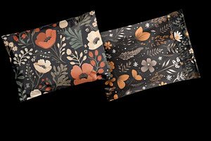 Black Floral Rustic Terracotta