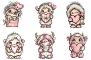 Watercolor Valentine Cute Yeti Clipa, an Illustration by designcity5 (Thumbnail 3 of 5)