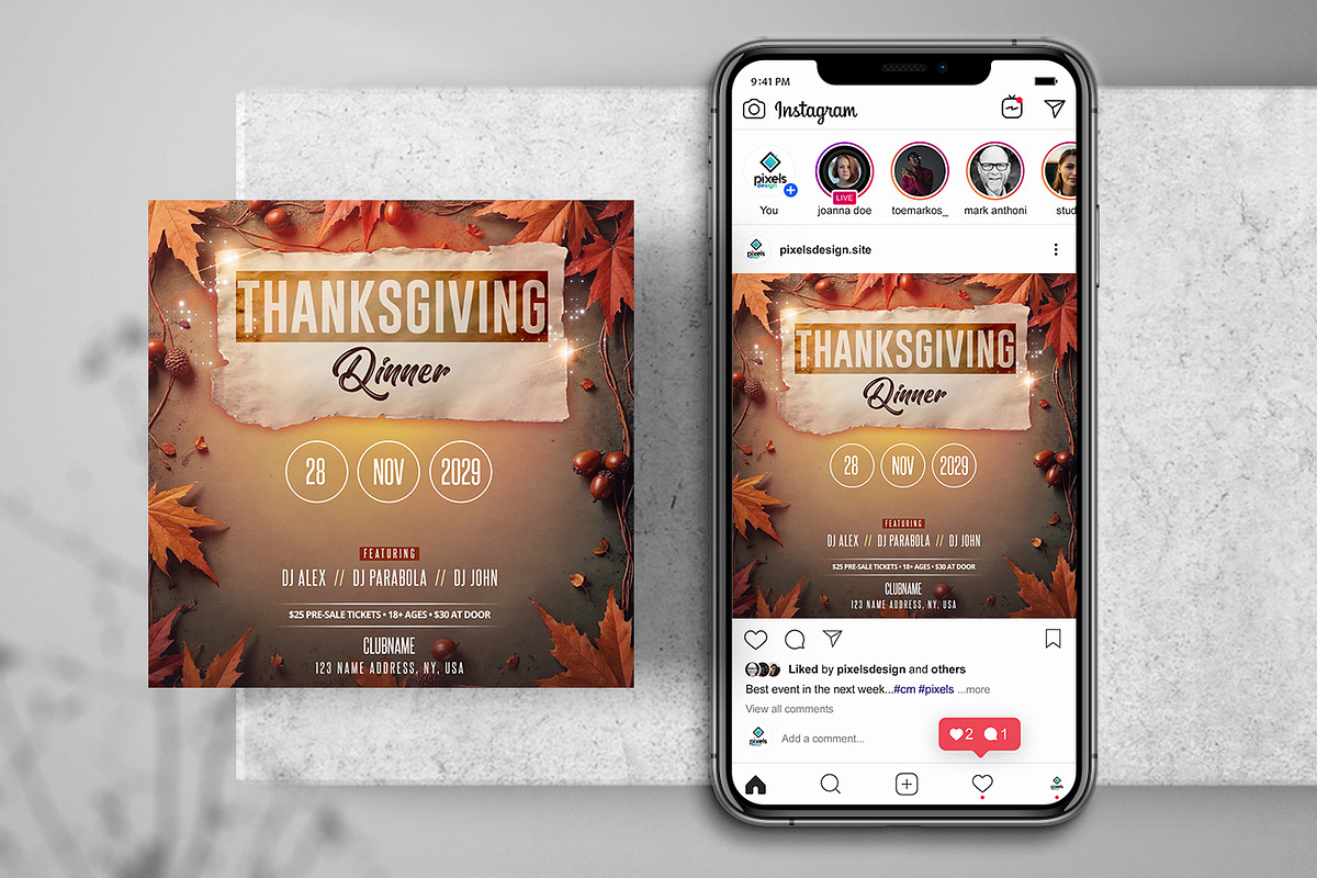Thanksgiving Event Instagram Banners, a Social Media Template by PixelsDesign (Photo 1 of 3)