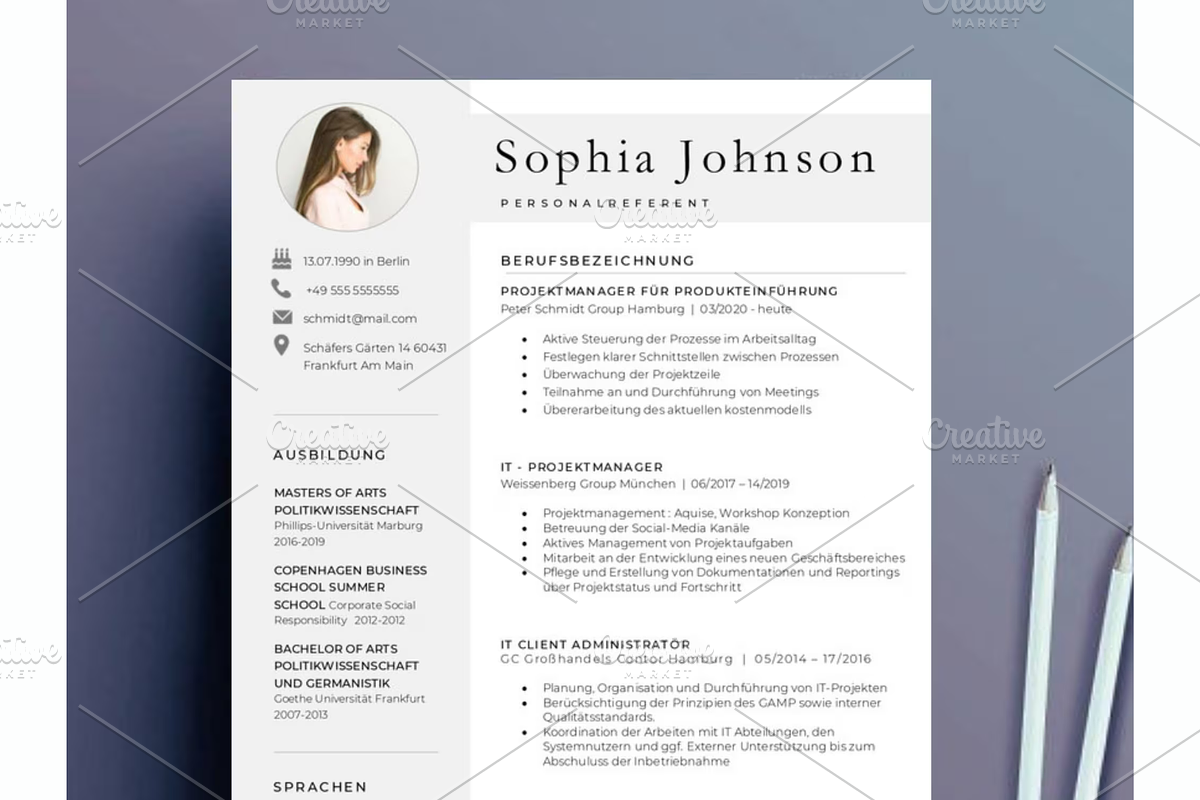 Bewerbungsvorlagen Word Lebenslauf, a Resume Template by Climbwithelevator (Photo 1 of 10)