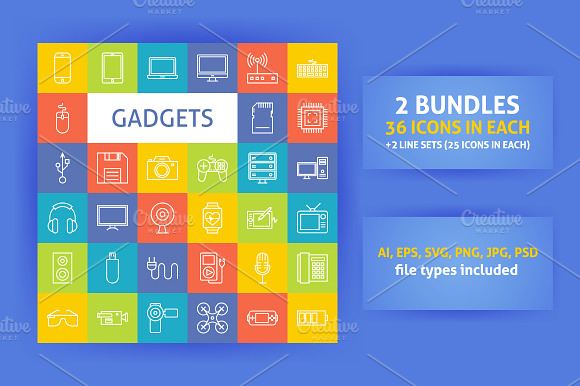 Gadgets Line Art Icons